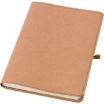 Caderno A5 com capa em kraft lavado, design flexível e folhas pautadas primeira vista