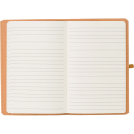 Caderno A5 com capa em kraft lavado, design flexível e folhas pautadas quarta vista