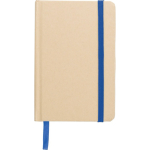 Caderno A6 em cartão reciclado com marcador e folhas pautadas cor azul primeira vista
