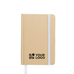 Caderno A6 em cartão reciclado com marcador e folhas pautadas cor branco vista principal