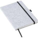 Caderno A5 em feltro reciclado com fecho elástico, folhas pautadas segunda vista