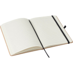 Caderno A5 em pele sintética reciclada com marcador de página, folhas pautadas sexta vista