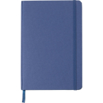 Caderno A5 em cartão reciclado com marcador, folhas pautadas cor azul ultramarino primeira vista