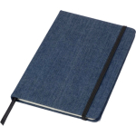 Caderno A5 em tecido de ganga com acabamento casual e folhas pautadas quinta vista