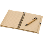 Caderno de bambu com caneta de tinta azul tamanho A5 e folhas pautadas segunda vista