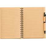 Caderno de bambu com caneta de tinta azul tamanho A5 e folhas pautadas sétima vista