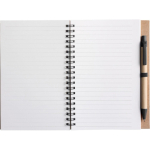 Bloco de notas A5 em cartão reciclado com esferográfica, folhas pautadas segunda vista