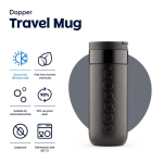 Copo térmico de aço inoxidável com mecanismo anti-gotejo Dopper 400 ml cor preto quarta vista