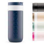 Copo térmico de aço inoxidável com mecanismo anti-gotejo Dopper 400 ml cor azul-marinho quarta vista