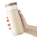 Copo térmico de aço inoxidável com mecanismo anti-gotejo Dopper 400 ml cor castanho-claro terceira vista