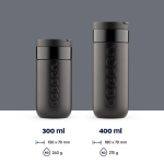 Copo térmico de viagem em aço inoxidável com tampa basculante Dopper 300 ml cor preto sexta vista