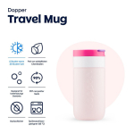 Copo térmico de viagem em aço inoxidável com tampa basculante Dopper 300 ml cor cor-de-rosa primeira vista