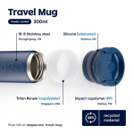 Copo térmico de viagem em aço inoxidável com tampa basculante Dopper 300 ml cor azul-marinho sexta vista