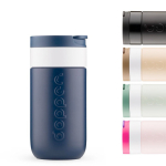 Copo térmico de viagem em aço inoxidável com tampa basculante Dopper 300 ml cor azul-marinho sétima vista