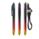 Caneta de plástico, acabamento metálico e tinta de 4 cores Flags BIC® cor preto