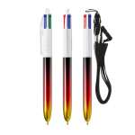Caneta de plástico, acabamento metálico e tinta de 4 cores Flags BIC® cor vermelho