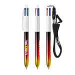 Caneta de plástico, acabamento metálico e tinta de 4 cores Flags BIC® cor vermelho