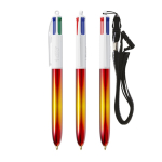 Caneta de plástico, acabamento metálico e tinta de 4 cores Flags BIC® cor amarelo
