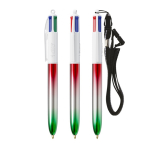 Caneta de plástico, acabamento metálico e tinta de 4 cores Flags BIC® cor verde