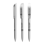Caneta plástico mecanismo rotativo e tinta preta Super Clip Glacé BIC® cor prateado