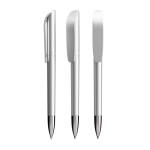 Caneta de plástico recarregável com tinta preta Super Clip Glacé BIC® cor prateado
