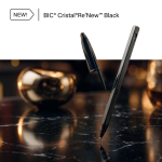 Caneta metálica recarregável e escrita preta Cristal® Re’New Black BIC®