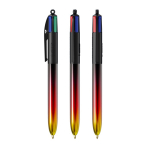 Caneta de plástico com acabamento metálico e tinta 4 cores Flags BIC® cor preto