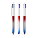 Caneta de plástico com acabamento metálico e tinta 4 cores Flags BIC® cor azul