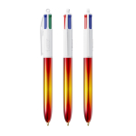Caneta de plástico com acabamento metálico e tinta 4 cores Flags BIC® cor amarelo