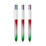 Caneta de plástico com acabamento metálico e tinta 4 cores Flags BIC® cor verde