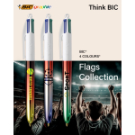 Caneta de plástico com acabamento metálico e tinta 4 cores Flags BIC®
