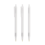 Caneta de plástico com mecanismo de clique e tinta preta Clic Stic BIC® cor branco transparente