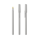 Caneta de plástico de escrita suave com tinta azul Round Stic BIC® cor prateado