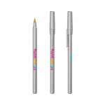 Caneta de plástico com design clássico e escrita preta Round Stic BIC® cor prateado