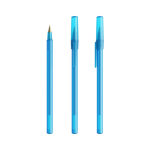Caneta de plástico com design clássico e escrita preta Round Stic BIC® cor azul-claro transparente
