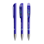 Caneta de plástico com secção metálica cromada e tinta azul BIC® cor azul