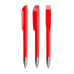 Caneta de plástico com secção metálica cromada e tinta azul BIC® cor vermelho