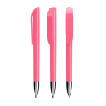 Caneta de plástico com secção metálica cromada e tinta azul BIC® cor cor-de-rosa