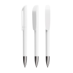 Caneta de plástico com detalhe metálico cromado e tinta preta BIC® cor branco