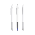 Caneta de plástico retrátil e ergonómica com tinta azul BIC® cor branco