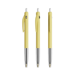 Caneta de plástico retrátil e ergonómica com tinta azul BIC® cor amarelo pastel