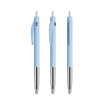 Caneta de plástico retrátil e ergonómica com tinta azul BIC® cor azul pastel