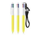 Caneta de plástico com lanyard para pendurar e tinta de 4 cores BIC® cor amarelo