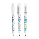 Caneta de plástico com clip largo e escrita azul BIC® cor branco