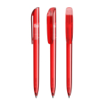 Caneta de plástico com clip largo e escrita azul BIC® cor vermelho transparente