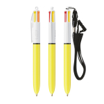 Caneta de plástico com lanyard para pendurar de 4 cores Sun BIC® cor amarelo