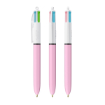 Esferográfica de plástico BIC® com tinta de 4 cores originais cor rosa pastel