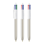 Caneta de plástico com acabamento metálico e tinta de 4 cores BIC® cor prateado