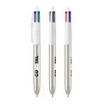 Caneta de plástico com acabamento metálico e tinta de 4 cores BIC® cor prateado
