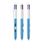 Caneta de plástico com acabamento metálico e tinta de 4 cores BIC® cor ciano